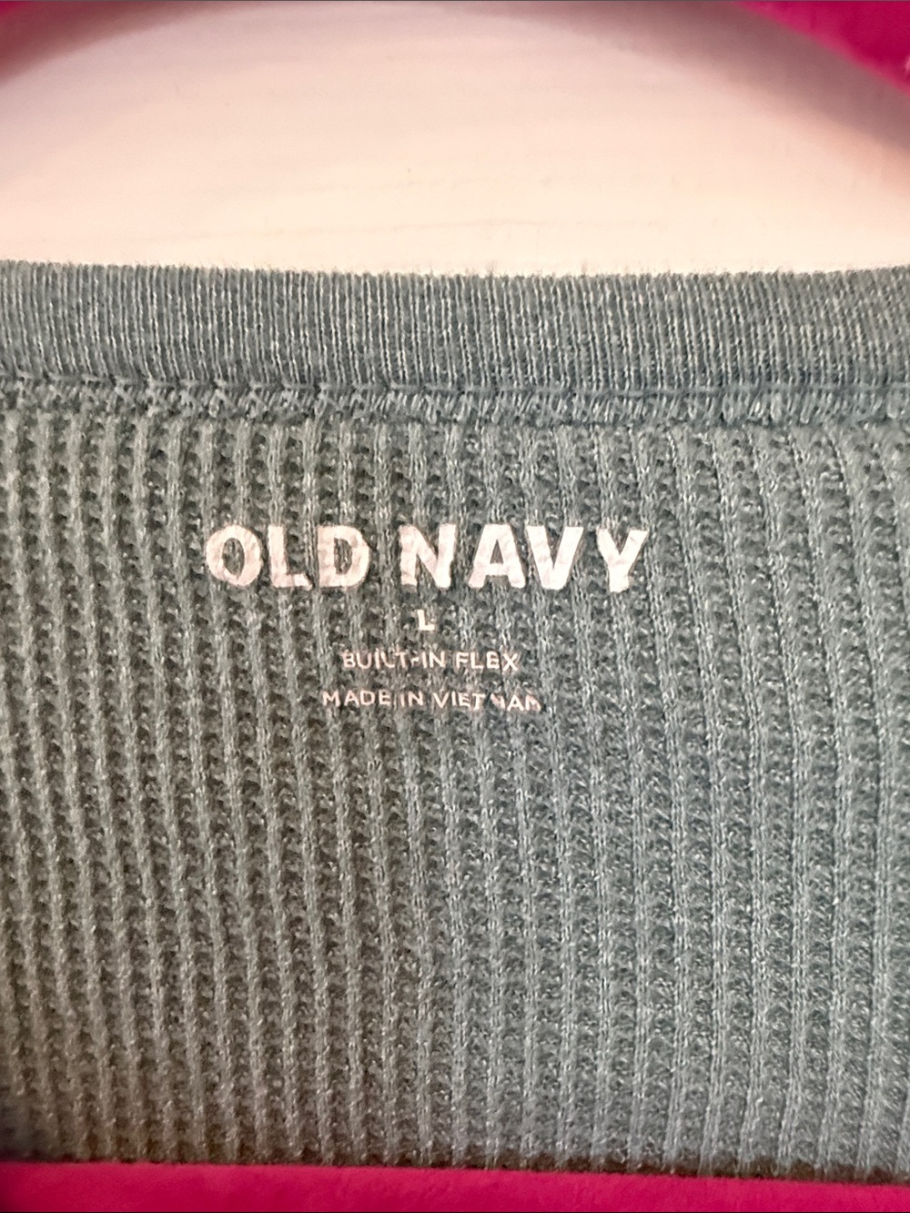 Old Navy Men’s Sage Green Waffle Crewneck Long sleeve Shirt- Large - Picture 2 of 3